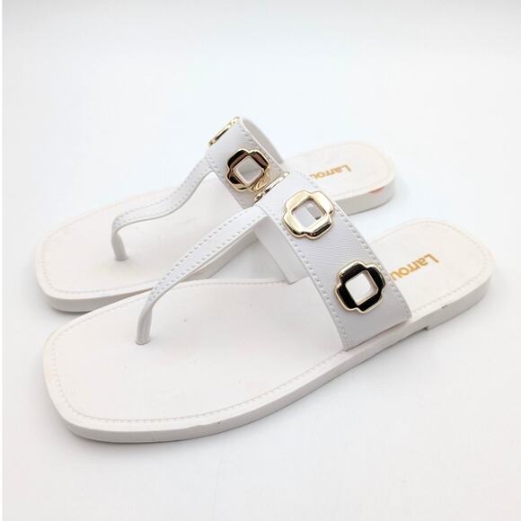 Larroude Milan Jelly Thong Sandal Lightweight Women's White Size US8/9 EU39/40 - Picture 1 of 10